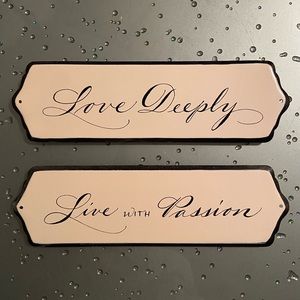 Live with Passion & Love Deeply Wall Hanging Decor Set of (2) Metal Plaques